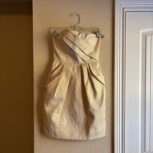 Elegant Gold Strapless Dress